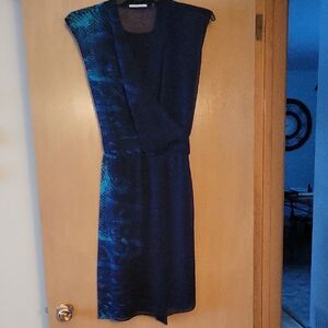 Tahari Navy and Black Midi Dress